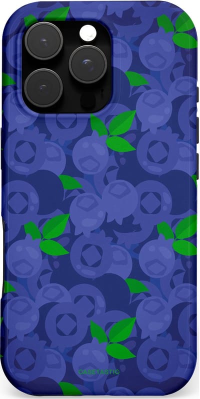 Casetastic hoesje geschikt voor Apple iPhone 16 Pro - MagSafe - Dubbellaagse bescherming - Berrytastic Blauwe Blueberry Bessen - Fashion Case - Donkerblauw Groen