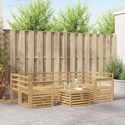 vidaXL - Buiten - bank - set - 7 - st - Wit - Massief - Acacia - Hout