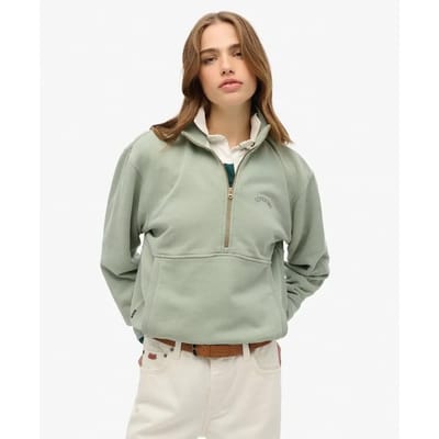 Superdry - Essential oversized sweatshirt met halve rits en logo - Dames - Truien