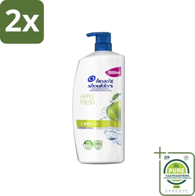 Head & Shoulders - Anti-Roos Shampoo - Apple Fresh - Pompflacon - 1000 ml - Voordeelverpakking - 2 stuks - Anti-Roos Shampoo - Roos shampoo