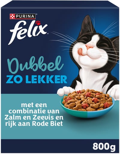 FELIX Dubbel Zo Lekker Kattenvoer Droogvoer - Zalm & Zeevis - 5 x 800g