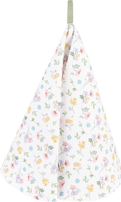 Clayre & Eef Theedoek Ø 80 cm Wit Groen Katoen Bloemen