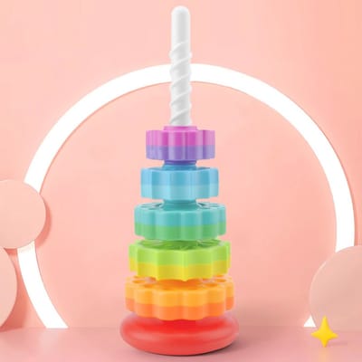 Regenboog Draaitoren Stapelspeelgoed voor Baby's - Sensorische Spelontwikkeling en Creatieve Speelervaring