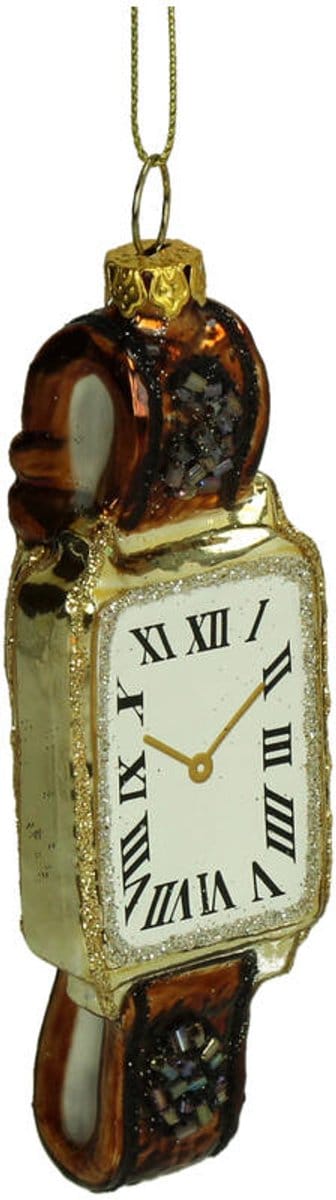 HD Collection glazen kerst ornament kersthanger Vintage horloge 12.5 cm uit de collectie The Christmas Vintage Shop