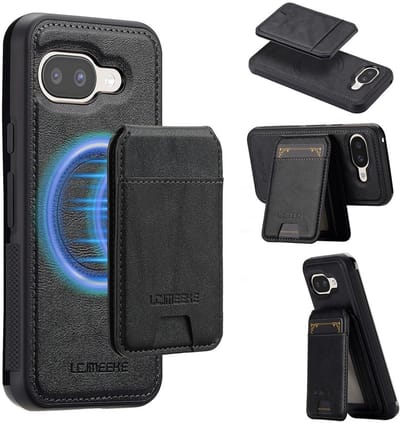 LC.IMEEKE Hoesje - Geschikt voor Google Pixel 10a Hoesje - LC.IMEEKE L3 - Leather Back Cover met Pasjeshouder - MagSafe Compatible - Zwart