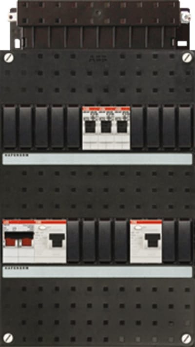 ABB Hafonorm 1-fase groepenkast – 3 groepen – 2 aardlekschakelaars 30mA – hoofdschakelaar
