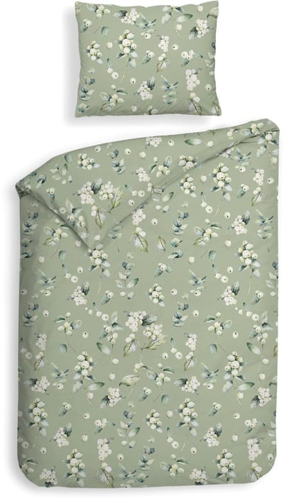 Heckettlane Dekbedovertrek Ciro - Bedlinnen met Bladeren print - 140x200-220 cm - Groen - Dekbedovertrek van 100% Katoen-Flanel
