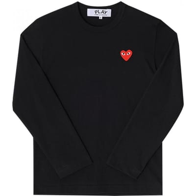 Comme Des Gar Ons Play Heren Lange Mouwen T-shirt Rode Hart Wapen Bijl T118 051 1 P1T118 1 (XL) black