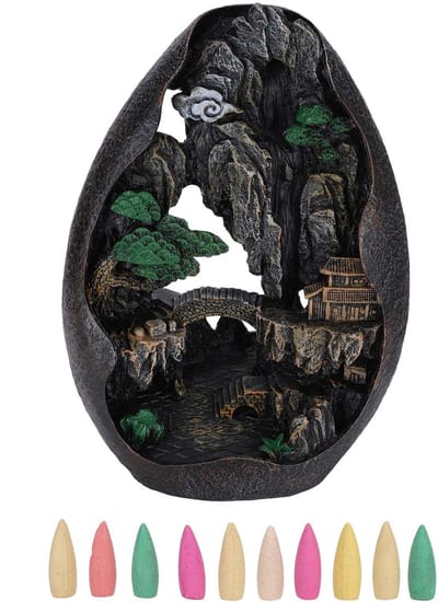 Dailygoods- Wierookbrander Terugstromende Rook - Wierookbrander met Zeef - Decoratie Ornament - 10 Stuks Wierook - Uniek Ontwerp - Verbeterde Huishoudelijke Artikel - Rookbrander