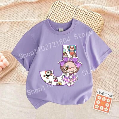 Leuk T-shirt met letterprint Katoen Zomer Buitenkleding Korte Mouw Meisjeskleding Top Cartoon Kinderkleding Peuter 160 gray
