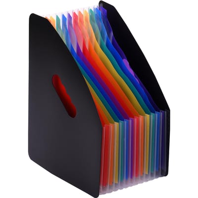 Dossier extensible 12 compartiments Organiseur de dossiers accordéon Format A4 Lettre Organiseur de documents Porte-fichiers Couleur arc-en-ciel pour multicolore