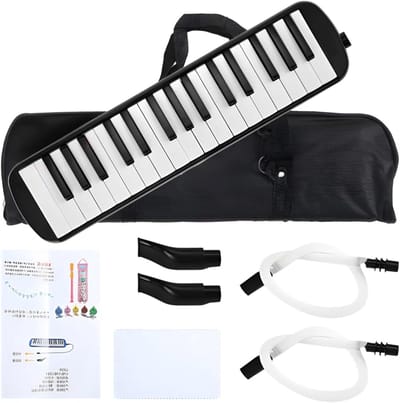 Instrument Melodica 32 toetsen, draagbaar pianotoetsenbord voor muziekliefhebbers beginners, luchtpianotoetsenbord met zwarte melodica en draagtas