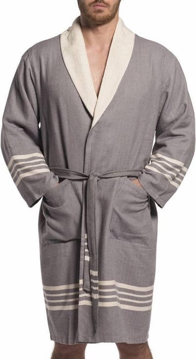Gevoerde Hamam Badjas Krem Sultan Dark Grey - XS - Hotelkwaliteit - Sjaalkraag - Luxe badjas - Badstof - Sauna Badjas - Ochtendjas - Badmantel
