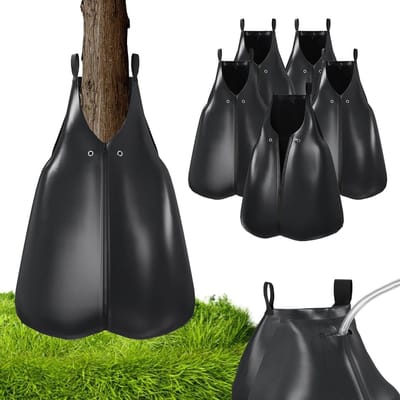 UISEBRT 5 stuks waterzakken voor bomen, 75 liter, boombewateringszak van uv-bestendig pvc, boombad irrigatiezak met ritssluiting voor tuin en stadsgroen, boomtas, zwart