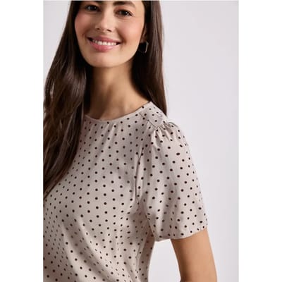 Blouseshirt met korte mouwen en ronde hals