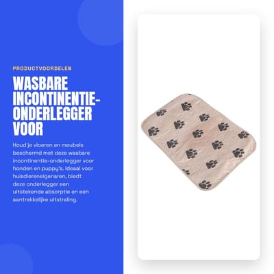 Dailygoods- Incontinentie-Onderlegger Wasbaar - 4-Laags - Absorberend - Waterdicht - 40 x 60 cm - Aantrekkelijk Pootafdrukpatroon - Hondenmat