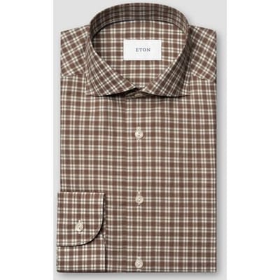 Eton Overhemd Multi Check Soft Signatue Flanel Bruin / male