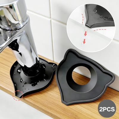 Siliconen Kraanmat – Afdruipmat – Waterafvoerend – Antiplas – Herbruikbaar – Keuken & Badkamer – Past op de Meeste Kranen – 10,9x10,8 cm - 2 stuks – Zwart