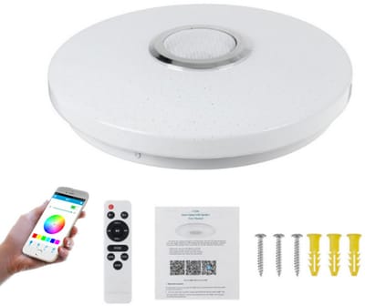 36W LED-muziekplafondlamp - Met Bluetooth - Inbouwmontage met afstandsbediening of bediening via mobiele telefoon - Dimbaar, laag profiel sfeerlicht - Geschikt voor keuken, slaapkamer, woonkamer, eetkamer, garage en kantoor