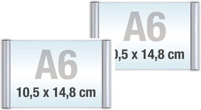 2 pack A6/Bewegwijzeringsborden met Klikprofiel /formaat 10,5x 14,8cm/wegwijs bordjes/aluminium deurbordjes/naambordje kantoor/route bordje/aanwijs bordje/zelfklevend/verwijs bord/ informatie bord.