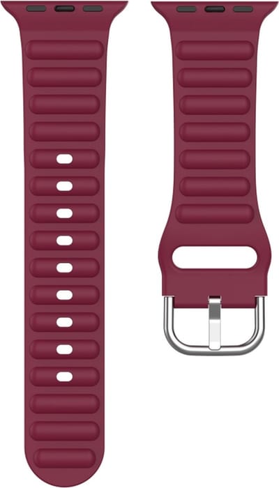Siliconen bandje - geschikt voor Apple Watch 1/2/3/4/5/6/7/8/9/10/11/ SE (1,2,3) met maat 38 mm / 40 mm / 41 mm en 42 mm (Watch 10/11) - bordeauxrood