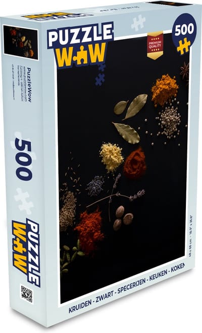 Puzzel Kruiden - Zwart - Specerijen - Keuken - Koken - Legpuzzel - Puzzel 500 stukjes