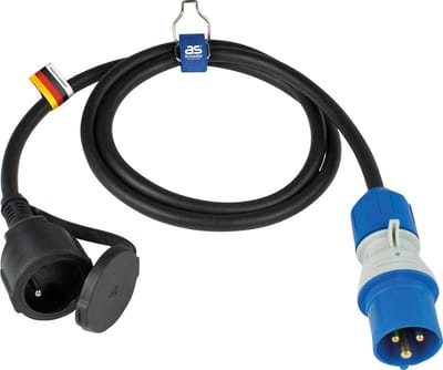 CEE Adapterkabel Frans Standaard 1,5m - Camping Adapter Frankrijk - Verlengstuk Type E - NF Koppeling - CEE Plug met Voltage Display 230V 16A 3-pools IP44 861408