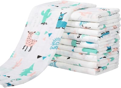 Unyqoos ® Zachte en Absorberende Babydoeken, 10 Stuks, 100% Katoenen Spuugdoeken, 27 x 50 cm, 6 Lagen