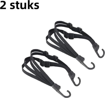 2-delige rubberen spanband - Multifunctionele helm- en bagageband - Elastisch koord voor motorfietsen - Elastisch en duurzaam - 60 cm - Zwart
