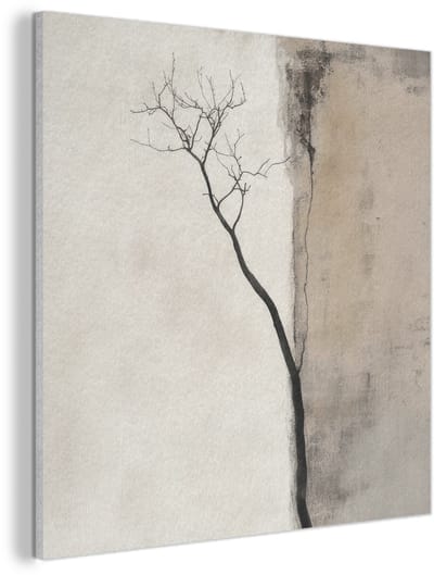 Akoestisch wandpaneel 40x40 cm - Vilt schilderij Wabi sabi - Plant - Beige - Akoestische panelen - Geluidsdempende wanddecoratie - Geluidsisolatie woonkamer - Muurdecoratie geluidspanelen