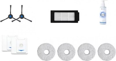 ECOVACS - DEEBOT T30 Pro Omni/T30 Omni - Service Kit Premium - 2x Zijborstels 2x High Efficiency Filters 2x Antibacteriële Stofzakken 4 paar Moppen (8 stuks totaal) 1x Reinigingsvloeistof (110 ml)