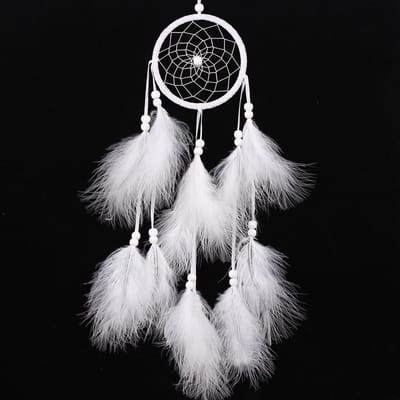 Dromenvanger Windgong Draad Handgemaakt Veer Wandhanger Decoratie Hanger Auto Huisdecoratie Substance Hunter white