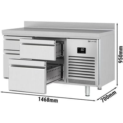 GGM Gastro Kühltisch Premium PLUS - 1468x700mm - 4 Schubladen - Aufkantung