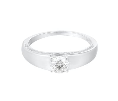 Ring - Maat 18 - 925 Sterling zilver - Zirkonia, moissanite, gold plated 2.5 micron witgoud - Damesdingetjes