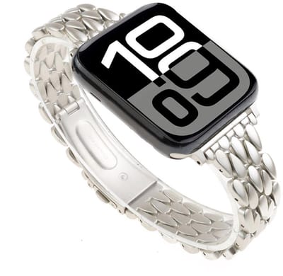 RVS bandje met druppel patroon - geschikt voor Apple Watch 1/2/3/4/5/6/7/8/9/10/11/ SE (1,2,3) met maat 38 mm / 40 mm / 41 mm en 42 mm (Watch 10/11) - stalen band - starlight