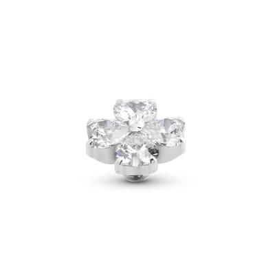 Melano Twisted Heart Clover Steentje Crystal | Zilver