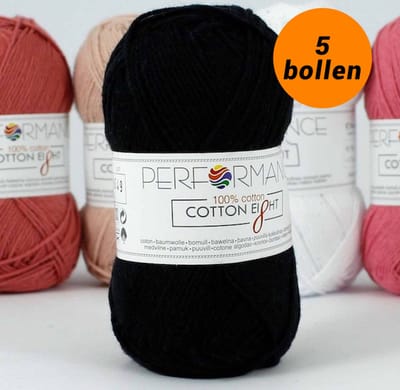 Cotton eight haakkatoen zwart (1310) - 5 bollen van 1 kleur