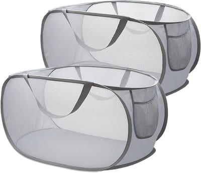 Vouwbare Wasmanden Set van 2, Ruimtebesparend 75L, Ideaal voor Badkamer, Reizen en Kinderkamer (Grijs)