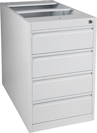 Praktische standcontainer 3 lades diep 60CM kleur Aluminium (RAL9006) Zonder topblad