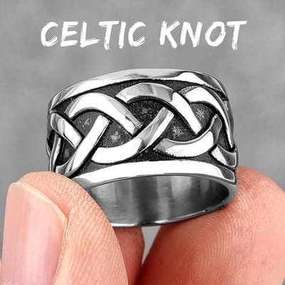 Keltische Knoop Interweave Roestvrij Staal Heren Ringen Eenvoudig Uniek Trendy voor Mannelijke Vriend Sieraden Creativiteit Cadeau 9 white
