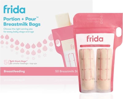 Frida Mom Moedermelk Bewaarzakjes 50 Stuks - Splitstash 4oz | Lekvrij, BPA-vrij, Invriezen & Ontdooien