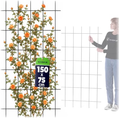 KADAX Trellis hekwerk voor tuin, planten, balkon, terras, metalen latwerk, klimhulp, klimrooster van staal, klimhulp, rozentrellis, plantenrooster (75 x 150 cm)