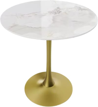 78 cm Hoge Ronde Keuken Eettafel - Gesinterde Stenen Top met Voetstuk Base - Bistro Tafel voor Vrije Tijd en Hoogteverstelling