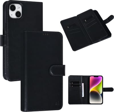 UNIQ Accessory Zwart Pu Leer Book Case Telefoonhoesje voor Apple iPhone 14 Plus - Bescherm je Telefoon!