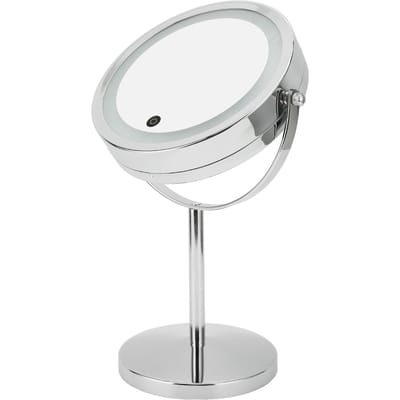 Miroir de Maquillage à Lumière LED Rond Double Face Grossissant Miroir sur Pied pour Maison Salle de Bain white