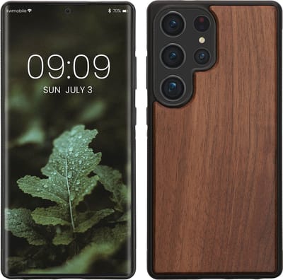 kwmobile telefoonhoesje geschikt voor Samsung Galaxy S25 Ultra - Hoesje met bumper in donkerbruin - Backcover - hout