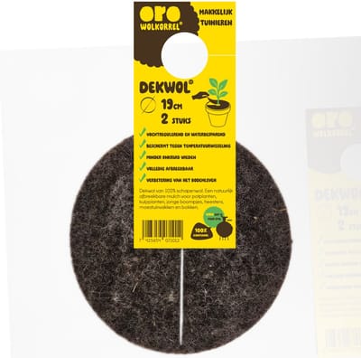 Dekwol | 19 cm diameter- 2 stuks- 100% schapenwol - minder onkruid wieden - waterbesparend - vochtregulerend - beschermt tegen temperatuurwisselingen - antislak - mulchschijf
