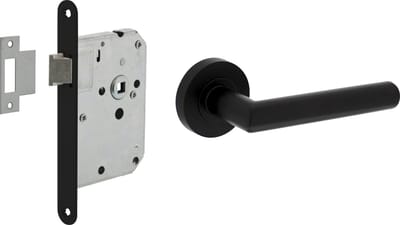 Intersteel Deurbeslag set loopslot zwart met deurkruk Bastian zwart