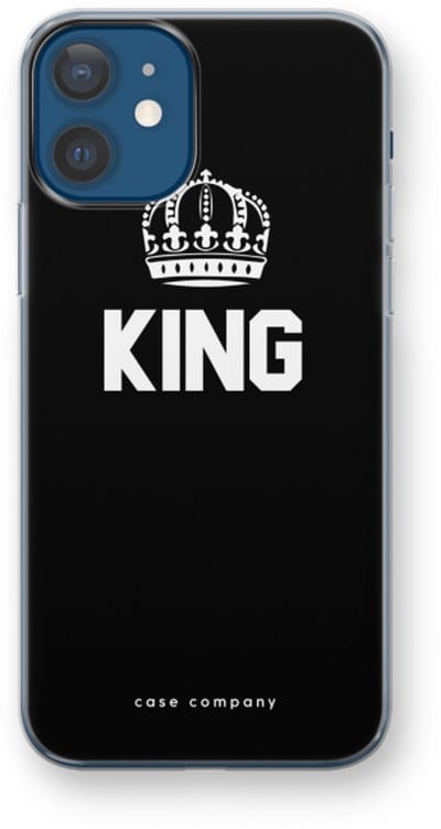 Case Company® - Hoesje geschikt voor iPhone 12 hoesje - King zwart - Soft Cover Telefoonhoesje - Bescherming aan alle Kanten en Schermrand