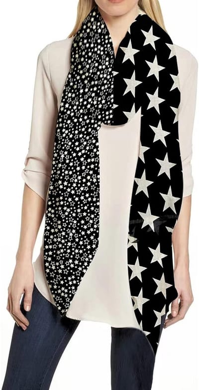 Dames Sjaal met Sterrenprint - Lichtgewicht Wikkeldoek voor Lente, Herfst en Winter